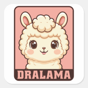 Süße Llama-Illustrationsdesign Quadratischer Aufkleber