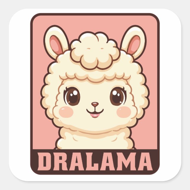 Süße Llama-Illustrationsdesign Quadratischer Aufkleber (Vorderseite)