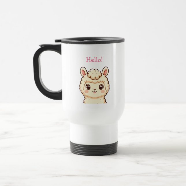 Süße Llama-Illustrationsdesign Reisebecher (Links)