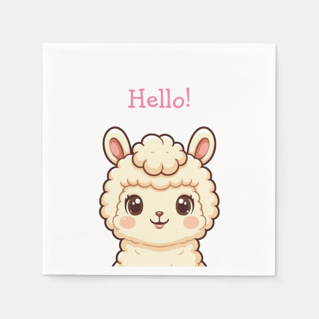 Süße Llama-Illustrationsdesign Serviette (Vorderseite)