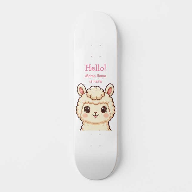 Süße Llama-Illustrationsdesign Skateboard (Vorderseite)
