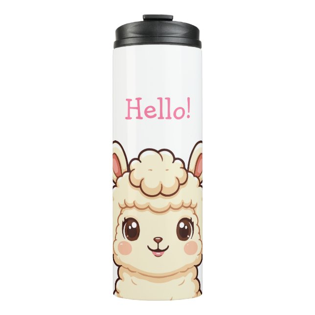 Süße Llama-Illustrationsdesign Thermosbecher (Vorderseite)