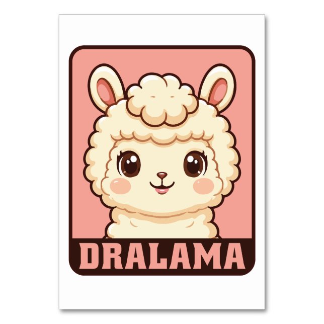 Süße Llama-Illustrationsdesign Tischnummer (Vorderseite)