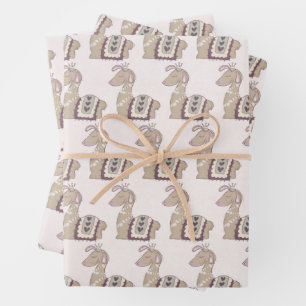 Süße Llama-Prinzessin mit Krone Geschenkpapier Set