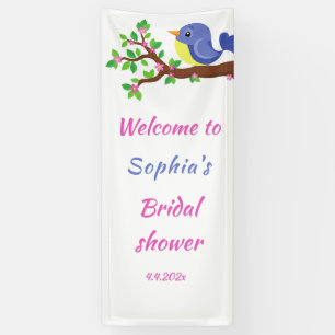 Süße Lovebird-Blumenbaum-Brautjungfern-Empfang Banner