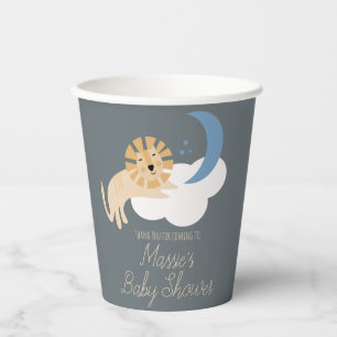 Süße Löwe Mond Wolke Baby Shower Dankeschön Pappbecher