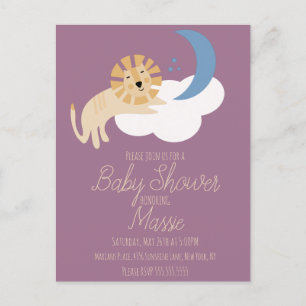 Süße Löwe Mond Wolke Baby Shower Einladungskarte