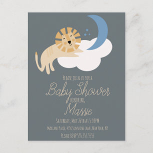 Süße Löwe Mond Wolke Babyshower-Einladung Postkarte