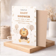 Süße Löwen-Baby-Party-Einladung | Neutrales Safari