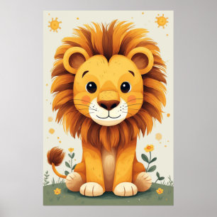 Süße Löwen-Kinderzimmer-Wandkunst Dschungel Poster