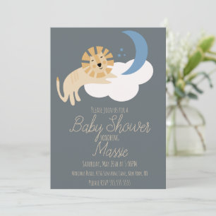 Süße Löwen Mond Wolken Baby Shower Einladung