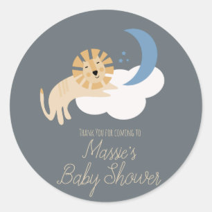 Süße Löwen Mond Wolken Babyparty Runder Aufkleber