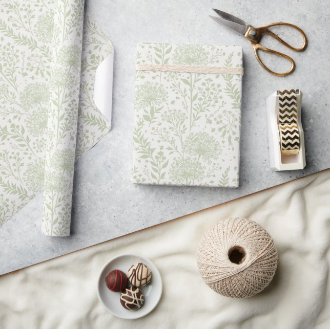 Süße Löwenzahn Sanfte Olive - Neutral Geschenkpapier (Kunsthandwerk)