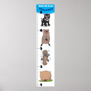 Süße lustige australische Tiere Cartoon-Wachstumsd Poster