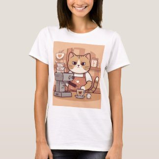 Süße lustige Barista-Katze mit Kaffee-T-Shirt T-Shirt