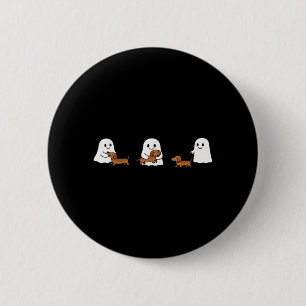 Süße lustige Buh-Geister, die Dachshund-Hundebesit Button