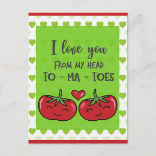 Süße lustige Cartoon-Tomaten Ich liebe dich Postkarte