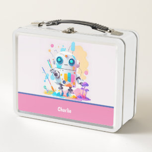 Süße lustige chaotische Robotermalerei Spritzer Metall Brotdose