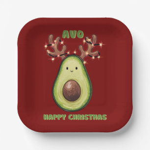 Süße Lustige Frohe Weihnachten Avocado Party  Pappteller