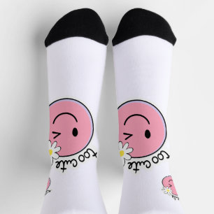 Süße lustige Gesichtssocken Kawaii Cartoon-Rosa Socken