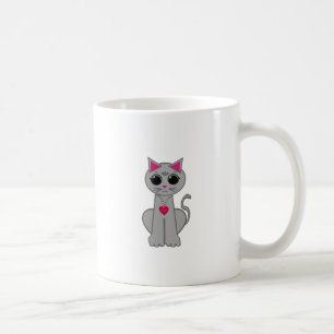 Süße lustige glückliche graue Katze Kaffeetasse