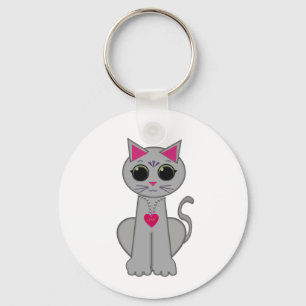 Süße lustige glückliche graue Katze Schlüsselanhänger