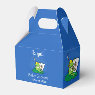Süße lustige grüne Frosch-Cartoon-Illustration Geschenkschachtel
