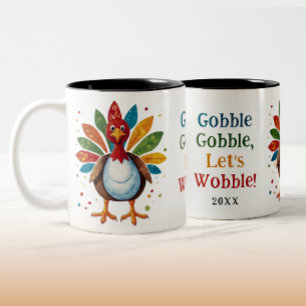 Süße lustige Gurgel Regenbogen Truthahn Erntedankf Zweifarbige Tasse