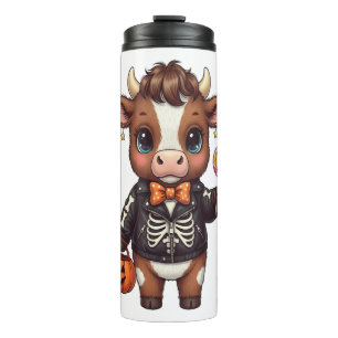 Süße lustige Halloween Highland-Kuh Thermosbecher