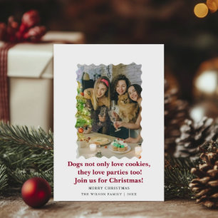Süße lustige Hunde sagen Weihnachts-Feiertagskarte Einladung