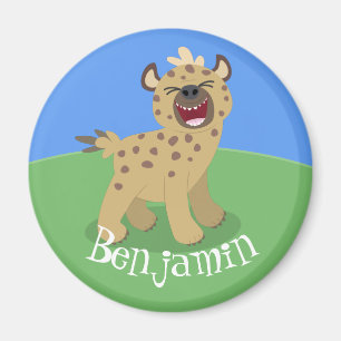 Süße lustige Hyäne lachende Cartoon-Illustration Magnet
