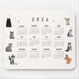 Süße lustige Katze 2026 Kalender Mousepad