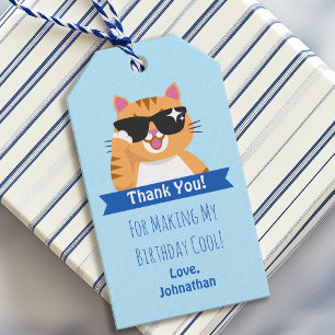 Süße lustige Katze Kindergeburtstag Danke Geschenkanhänger