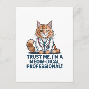 Süße lustige Katzen-Medizin-Witz-Illustration Postkarte