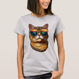 Süße lustige Kitty-Katze trägt Sonnenbrille Katzen T-Shirt