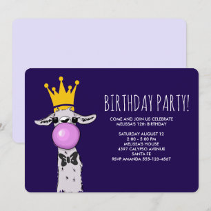 Süße lustige Lama-Illustration zum Geburtstag Einladung