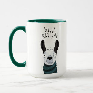 Süße lustige Llama 'FLEECE NAVIDAD' Pun Spaß Tasse