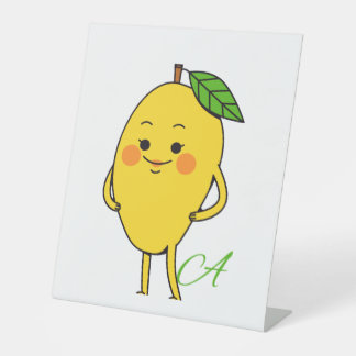 Süße lustige Mango-Charakter-Tisch-Schild, Skurril Sockelschild