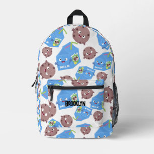 Süße lustige Milch Kekse Cartoon-Muster Bedruckter Rucksack