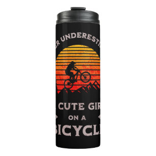 Süße lustige Mountainbike-Fahrradfahren für Mädche Thermosbecher