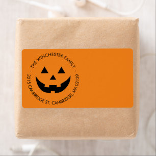 Süße lustige orange Kürbislaterne Halloween-Adress