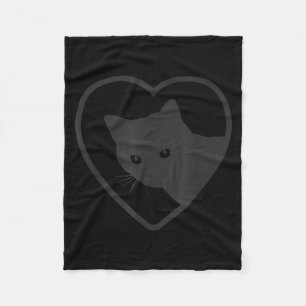 Süße & lustige schwarze Katze Valentins Herz Grafi Fleecedecke