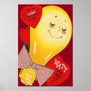 Süße Lustige Seltsame Glühbirne Herz Valentinstag Poster