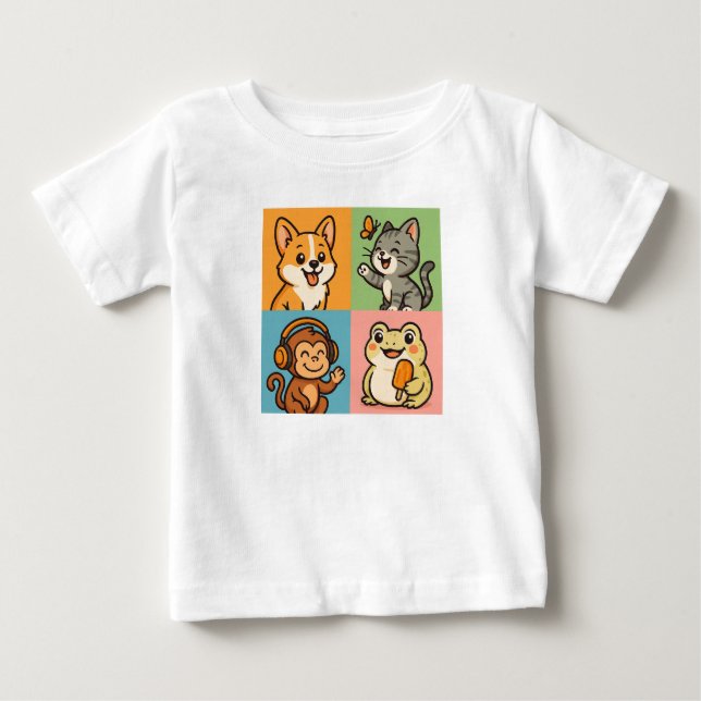 Süße lustige Tiere Baby T-shirt (Vorderseite)