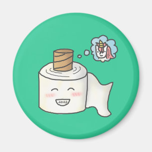 Süße lustige Toilettenpapier träumende Einhorn Magnet