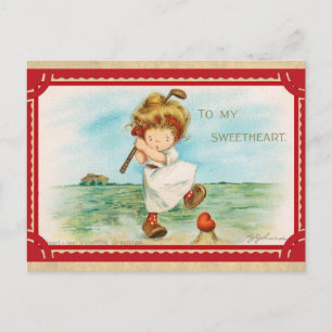 Süße lustige Vintage Valentinstag Herz Postkarte