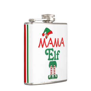 Süße lustige Weihnachtsferien Mama Elf Flachmann