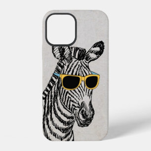 Süße lustige Zebaskizze mit trendiger Brille iPhone 12 Hülle