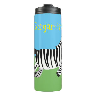 Süße lustige Zebras laufen Cartoon-Illustration Thermosbecher