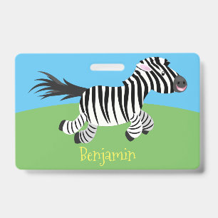 Süße lustige Zebras laufende Cartoon-Illustration Ausweis